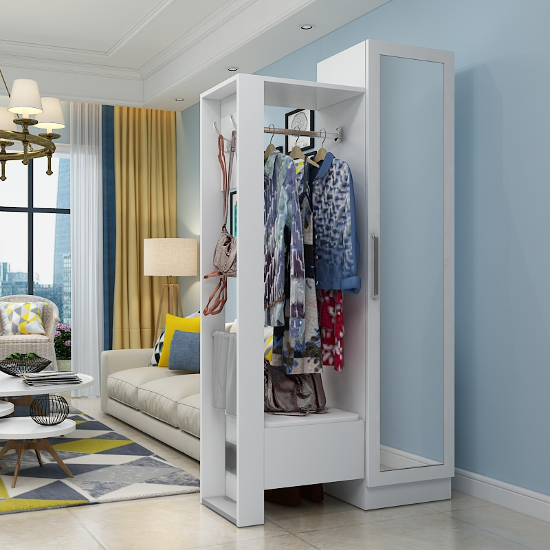 寻木匠简约现代厅柜鞋柜进衣帽柜穿衣镜挂衣架一体客厅多功能玄关柜