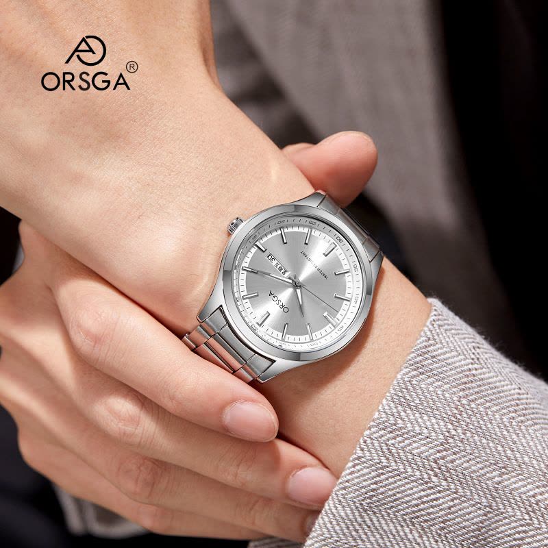 ORSGA手表男简约男士手表双日历时尚休闲经典学生男表石英表腕表1165G图片