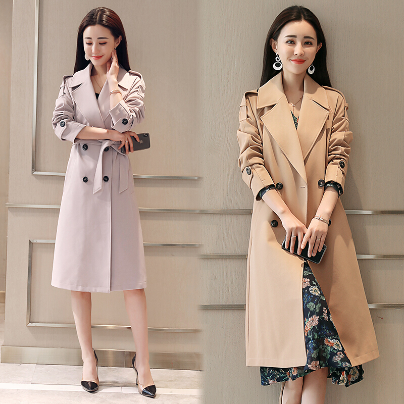 风衣女中长款韩版春季2018秋装外套薄款chic女士港风妈妈宽松