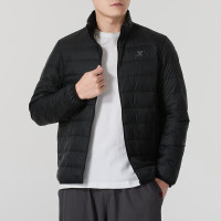 特步（XTEP）男装 新款轻薄防风保暖运动休闲立领羽绒服 976429190010正黑色 XXL 976429190010正黑色