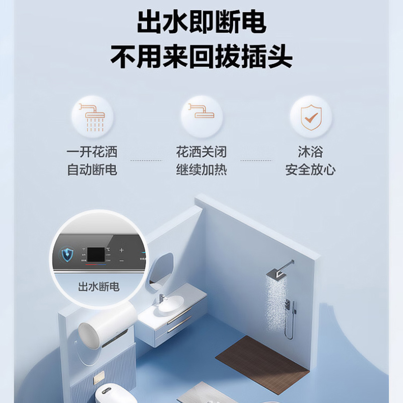 海尔(Haier)电热水器60升一级能效2200W/3300W变频速热WIFI操作AI管家模式健康抑菌MA5PRO高清大图