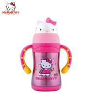 Hello Kitty 凯蒂猫 萌趣儿童学饮杯 不锈钢 220ML透明粉