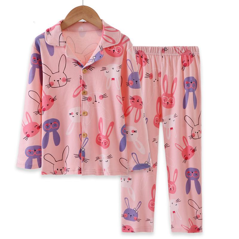 KIDS MAM&DAD儿童睡衣套装男童女童春秋冬家居服套装韩版中大童翻领睡衣