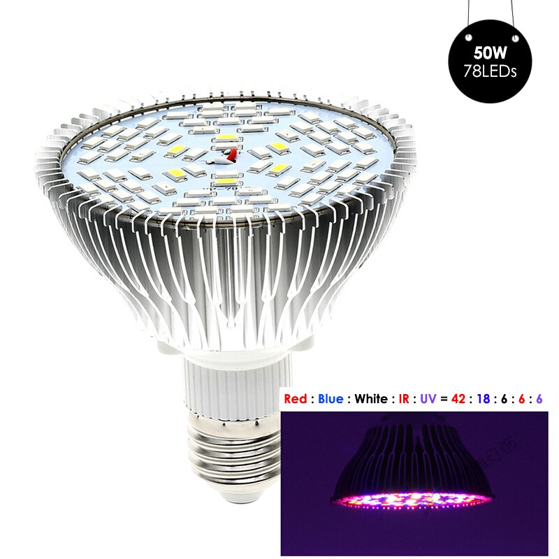苏宁放心购 全光谱LED植物生长灯E27灯泡室内多肉补光灯10W30W50W80W厂家直销