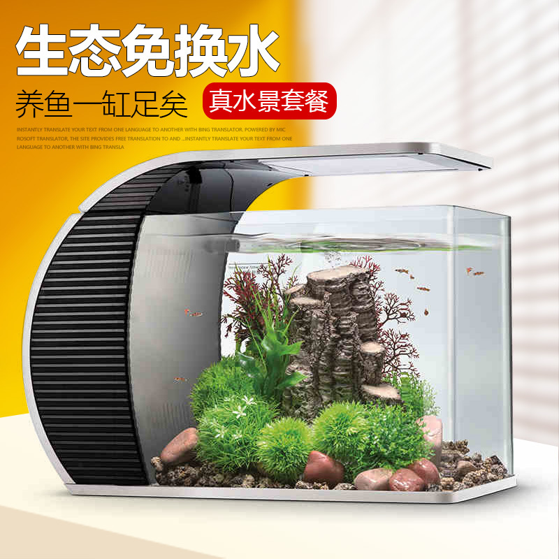鱼缸水族箱小型真水套餐鱼缸玻璃造景生态小鱼缸热带鱼缸高清大图