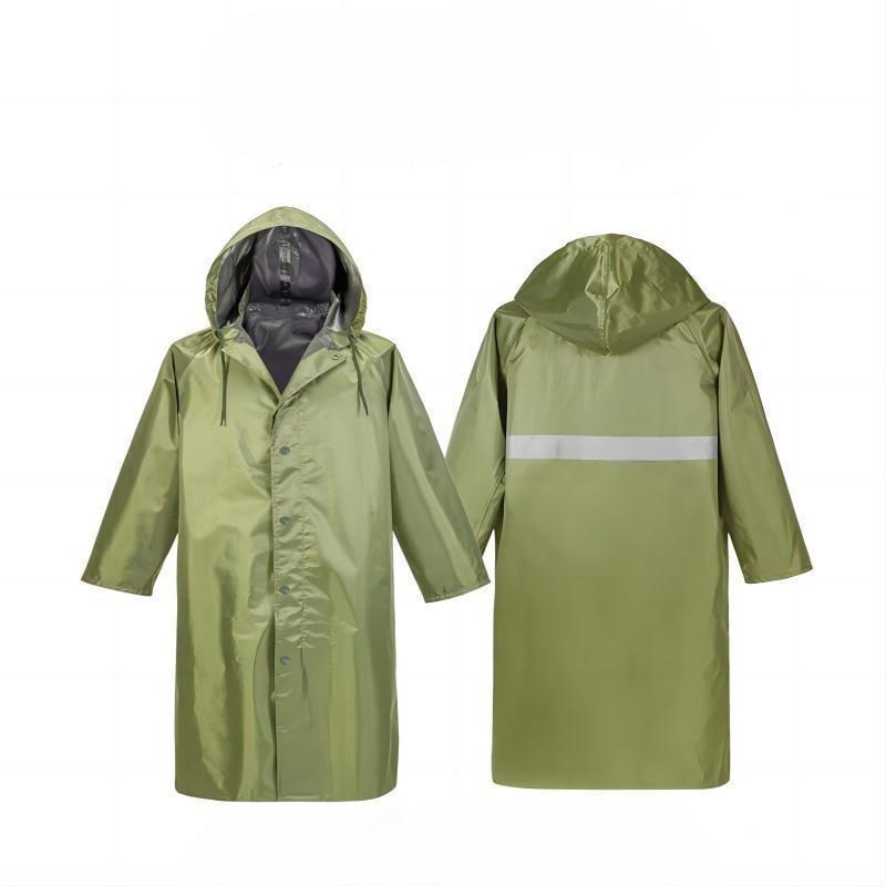 谐晟 长款牛津布户外雨衣 防水防雨服防汛加厚带袖雨披 绿色反光条高清大图