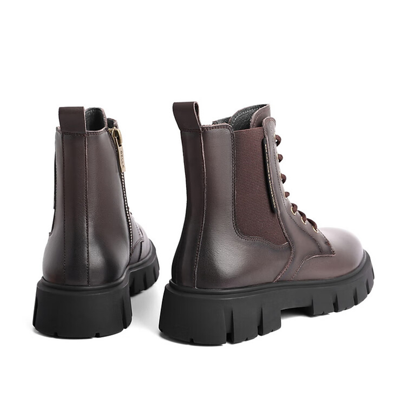 百丽厚底马丁靴男牛皮革潮搭短靴7sv01dd2