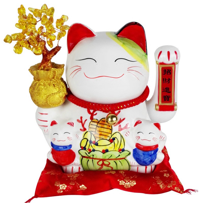 猫摆件开业礼品店铺摇钱树电动摇手收银台生日发财树自动招手 三维工匠 摇手10寸八方来财猫高清大图