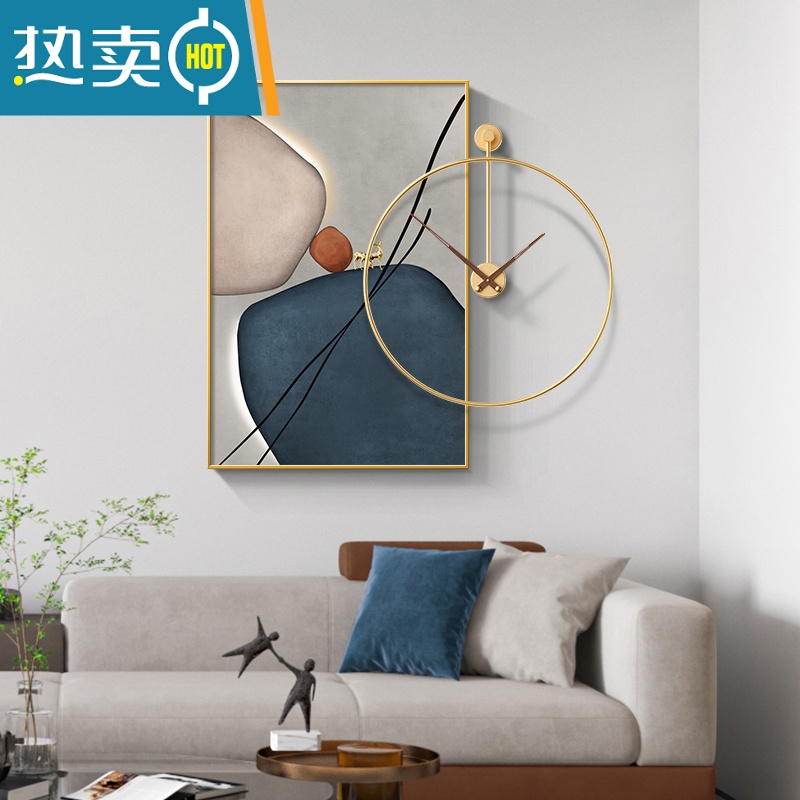 敬平石来运转餐厅装饰画带钟表组合画现代简约饭厅背景墙挂画新款壁画装饰画高清大图