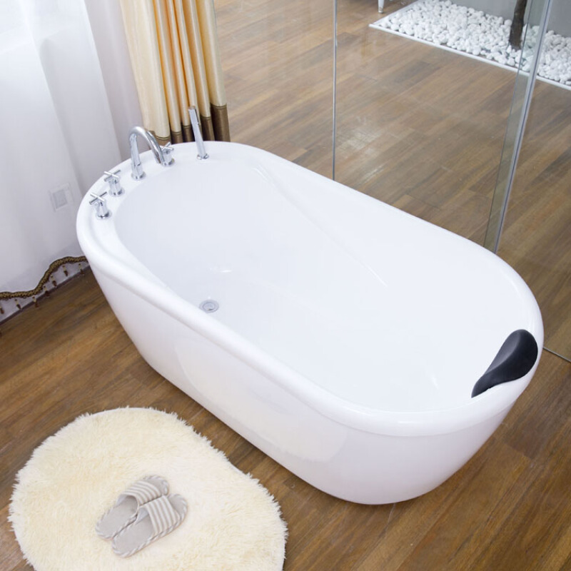 坐泡浴缸日式家用小户型坐式带座双人冲浪沐浴左裙空缸小户型白色深泡