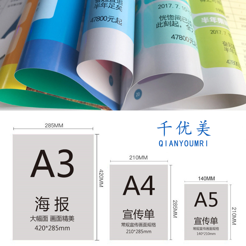 千优美(Qianyoumei) 海报打印 相纸高清喷绘覆膜 支持定制 50张起订 60*90cm高清大图
