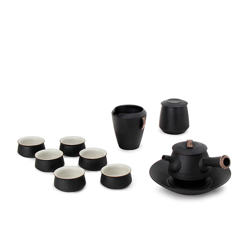 万仟堂茶具套装 陶瓷创意中式功夫成套茶具 黑铁釉 汉风候