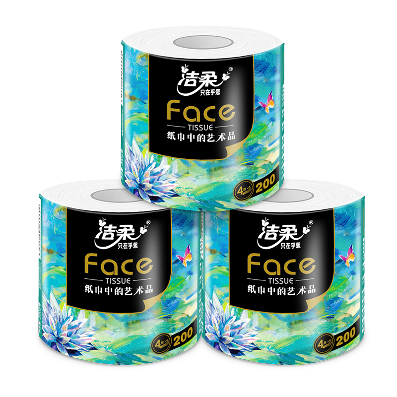 洁柔卫生纸(Face油画有芯)200g4层(16卷装) BJ203-16E高清大图