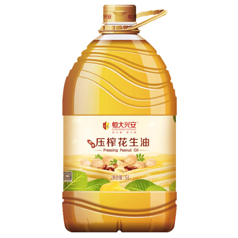 恒大兴安纯香压榨花生油5L/桶 家用 物理压榨 精选山东花生
