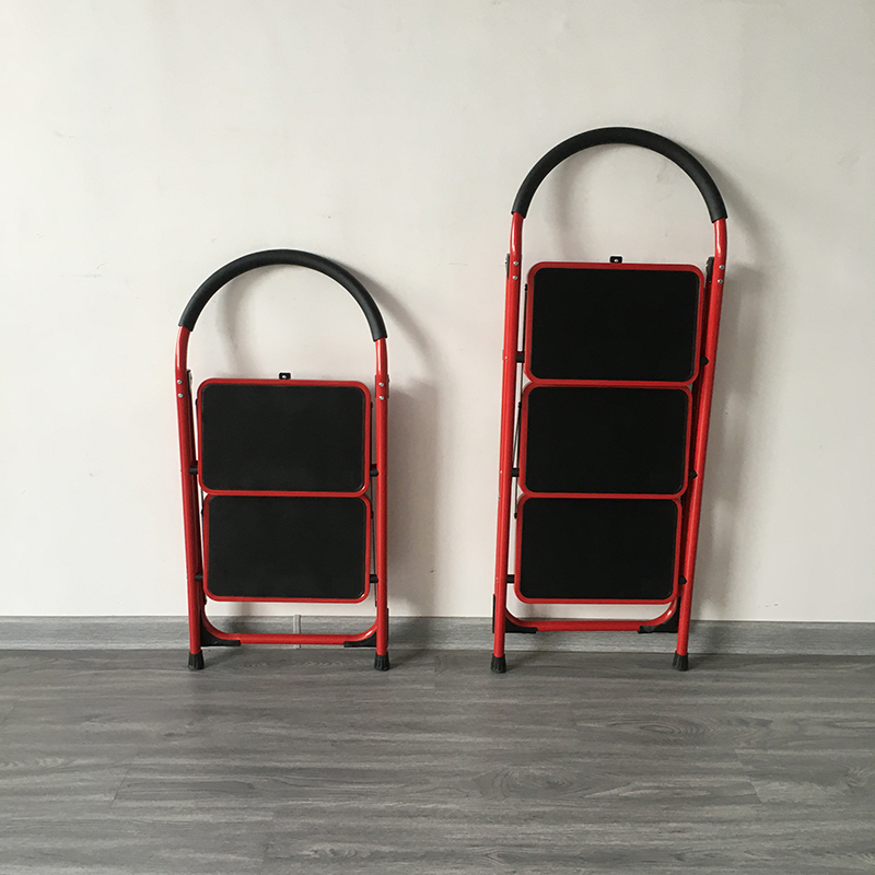 好企来 碳钢 2步圆扶手钢管梯 红 BY—0045 1米/架高清大图