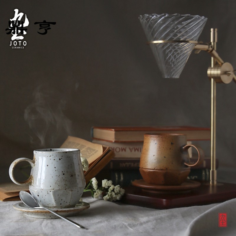 鼎亨手工陶器咖啡杯碟组简约咖啡杯子套装情侣杯子咖啡杯陶瓷水杯