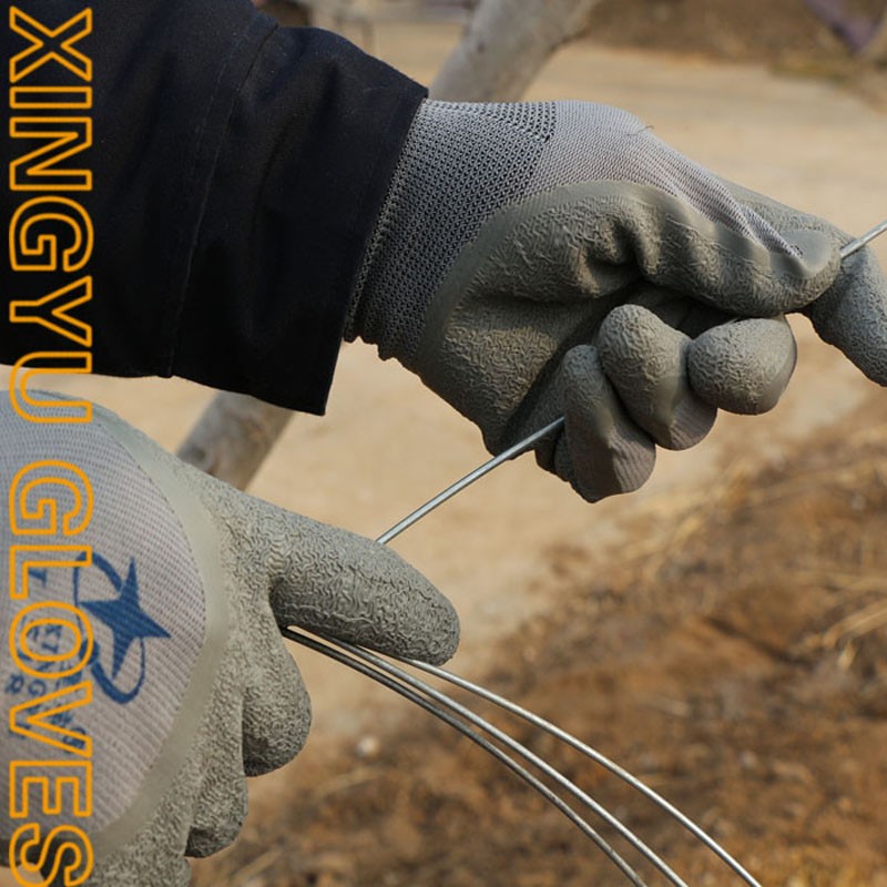 星宇(XINGYU)L518灰色乳胶皱纹防水防滑耐磨耐低温劳保手套农业建筑机械手套 12双 M高清大图