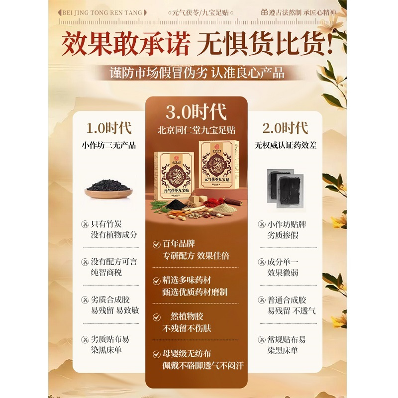 [内廷上用]北京同仁堂元气茯苓九宝足贴去官方正品旗舰店湿气寒排祛体内排湿高清大图