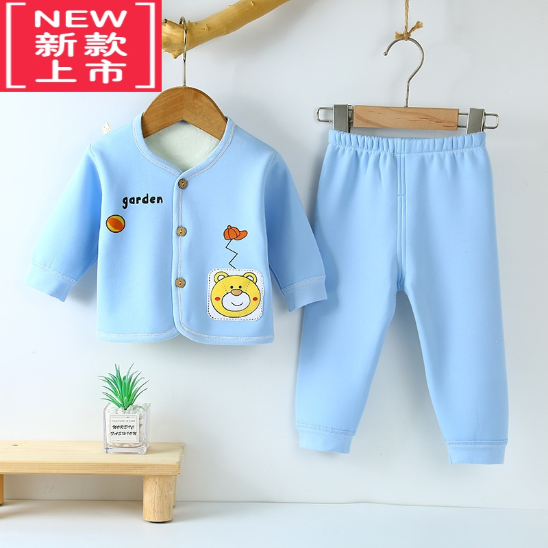 可莉允新生婴儿衣服秋冬款保暖套装3-6个月男女宝宝夹棉加厚分体两件套棉服