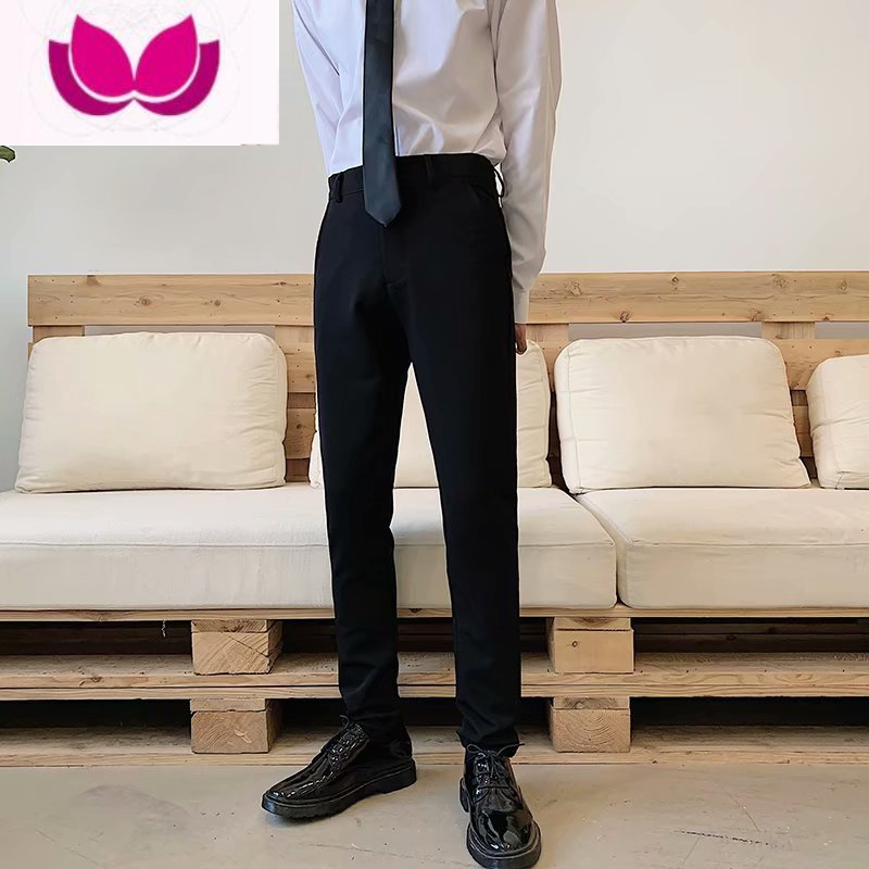 七斓上班黑色长裤男裤子韩版修身休闲裤百搭潮流西装裤垂感小西裤港风