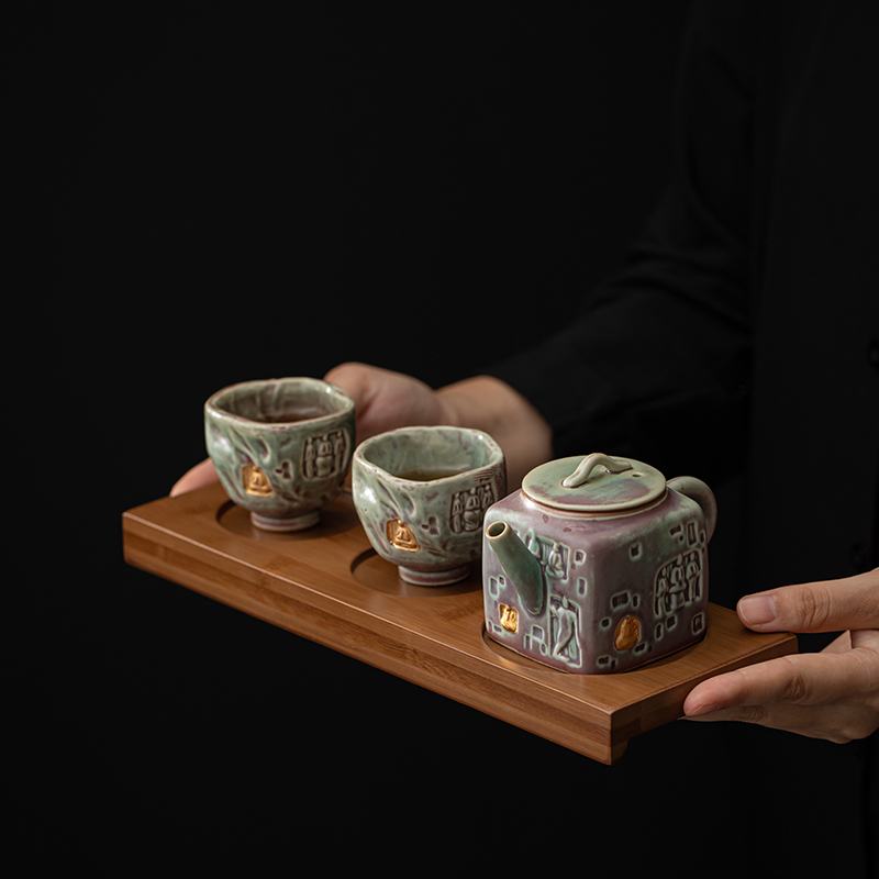 苏氏陶瓷(SUSHI CERAMICS)遇见敦煌觉悟茶具套装一壶两杯配干泡盘