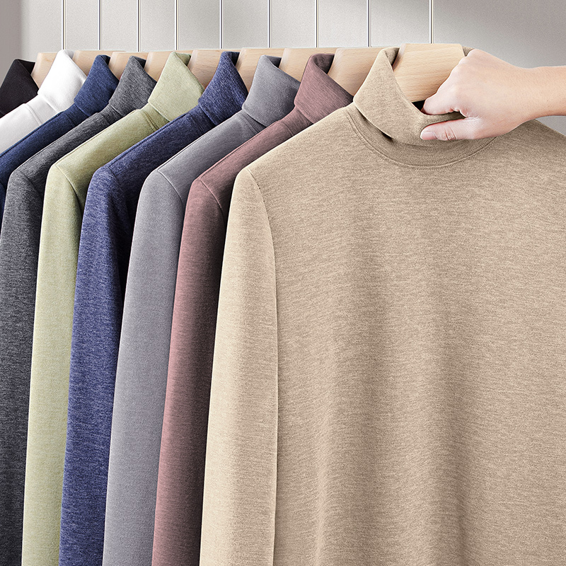 猫人羊毛桑蚕丝高领打底衫男士2026百搭高弹保暖长袖t恤上衣280g高清大图