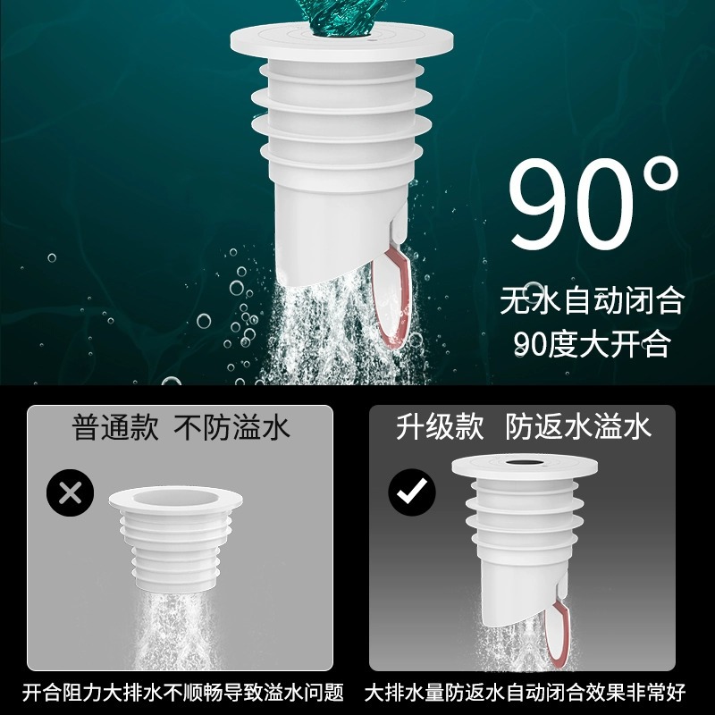 下水管防臭密封圈塞洗手盆洗脸池堵口器盖厨房排水管道防返臭神器- - 白色70- - 75硅胶高清大图