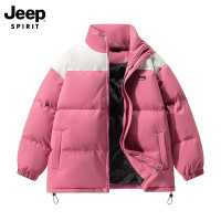 JEEPSPIRIT棉服男士新款冬季加厚宽松面包服女立领棉衣潮牌情侣冬装 S 玫红