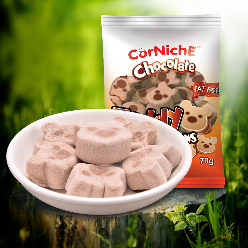可尼斯(Corniche)巧克力泰迪棉花糖儿童休闲零食糖果喜糖软糖70g