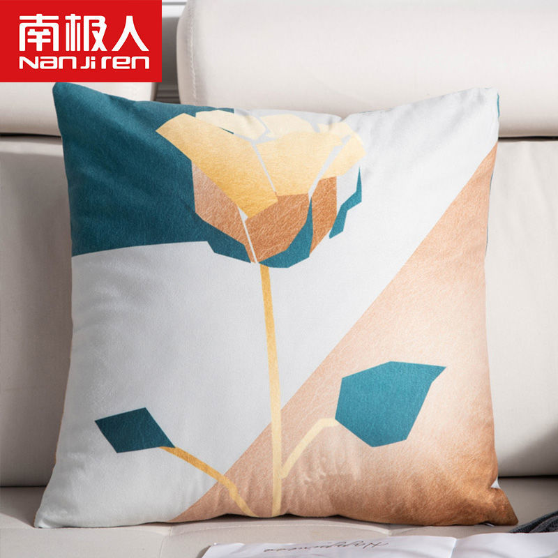 南极人抱枕北欧卡通印花靠垫抱枕套含芯客厅沙发靠枕样板房靠垫南 50*50cm单枕套不含内芯 NJR素玫瑰