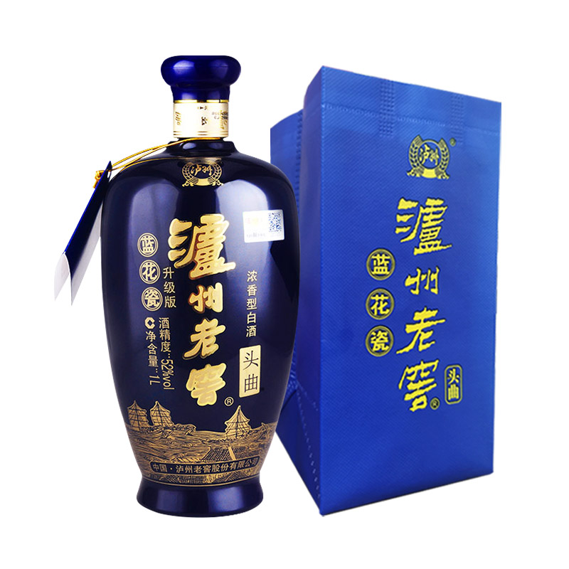 [MN]泸州老窖头曲白酒1L*2瓶蓝花瓷升级版52度高度浓香型纯粮食酒 礼品坛装 佳节送礼优选 大容量口粮酒光瓶酒高清大图