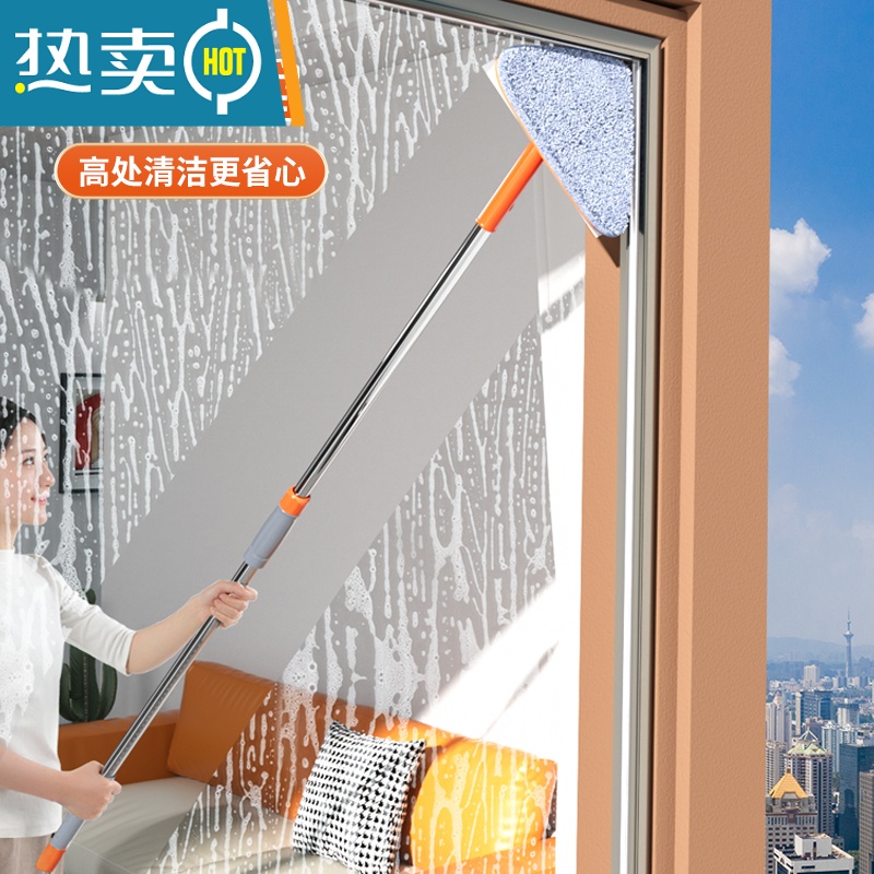 敬平擦玻璃器高层家用双面玻璃擦伸缩杆清洁工具刮窗户玻璃器 刮擦一体[150cm伸缩杆]玻璃擦共5布高清大图