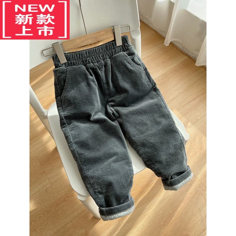 可莉允儿童灯芯绒加厚棉裤 男女童夹丝绵条绒长裤 保暖哈伦裤 冬季童装保暖裤图片
