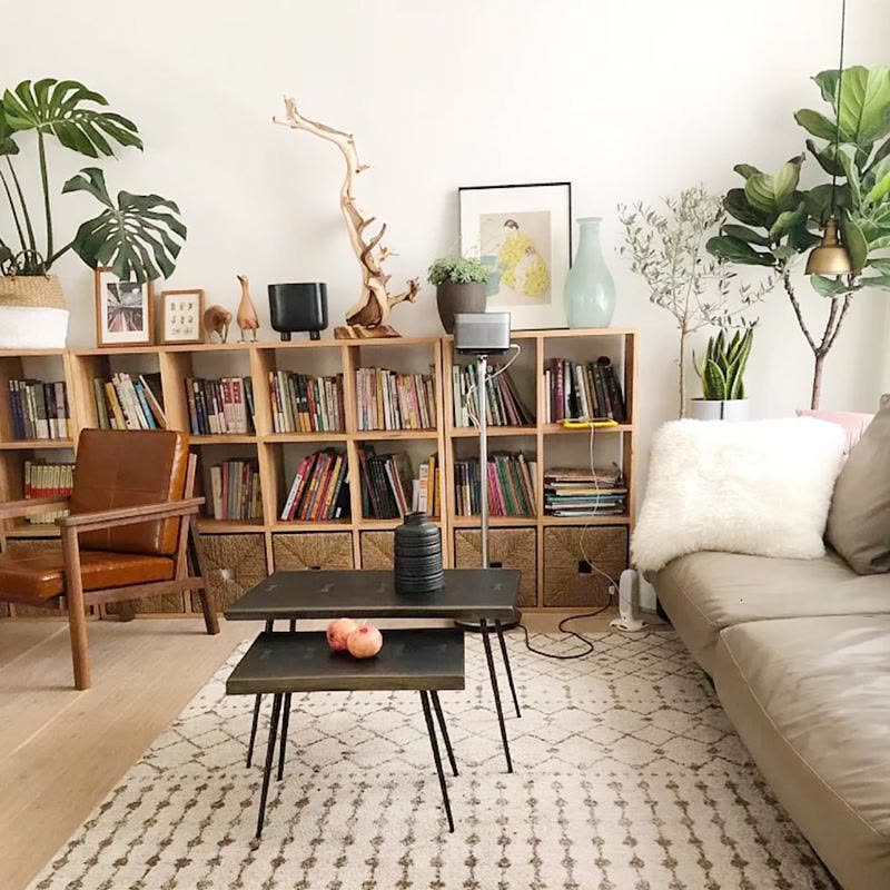 森美人纯实木书架置物北欧落地柜白橡木展示柜格子无味原木木制组合书柜图片