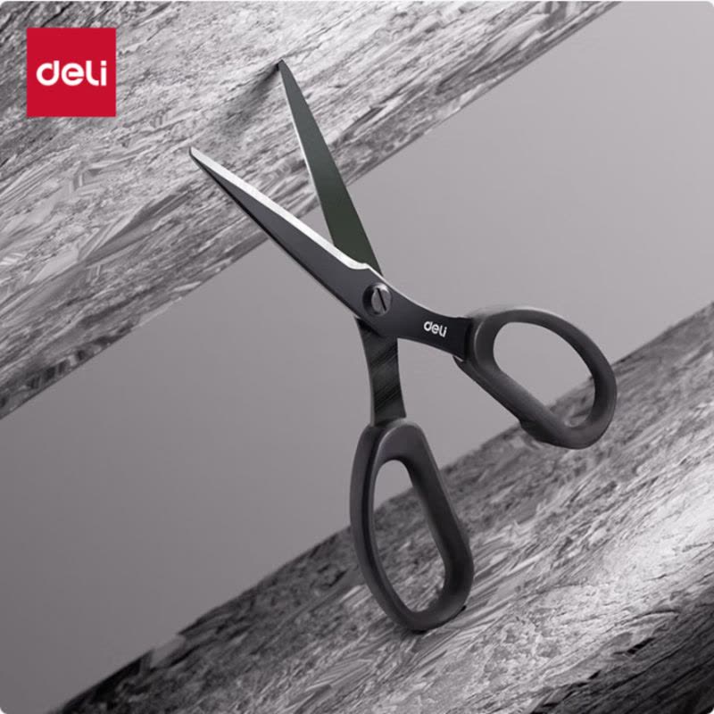 得力(deli)175mm 黑刃防锈 家用生活剪子 学生剪纸刀 办公用品 黑77790图片
