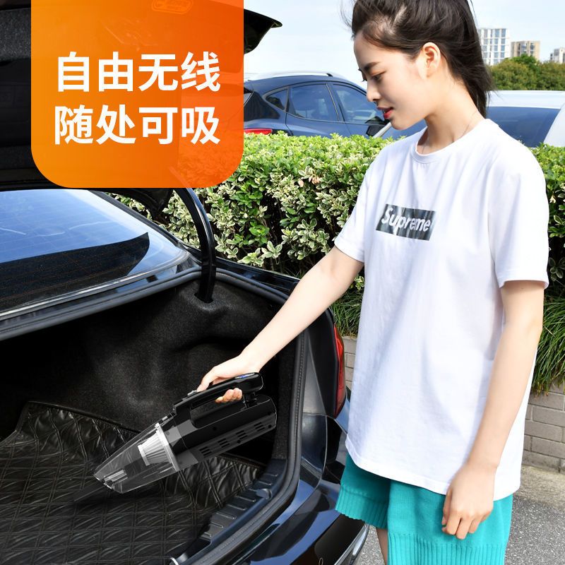 四合一车载吸尘器充气泵汽车用无线充电车内家两用强力专用大功率|豪华加强数显款【无线】赠配件+收纳