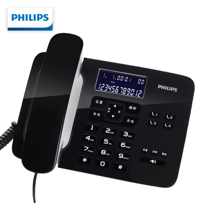 飞利浦(PHILIPS)电话机座机 固定电话 办公家用 一键拨号 来电显示 CORD492 (黑色)