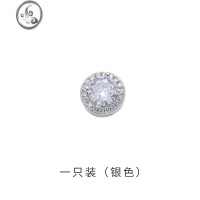 JiMiS925银针美式高级感满钻耳钉男痞帅个性单只小众耳环2022年新款潮 银色单只镀白金