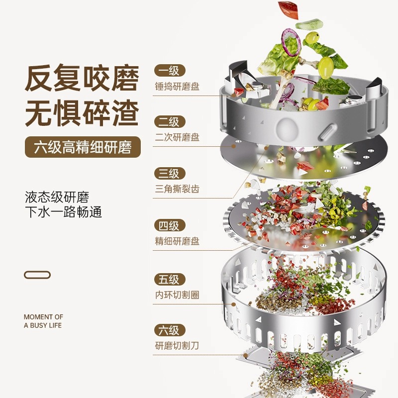 欧琳食物垃圾处理器KDS610家用厨房湿垃圾无线开关自动水槽厨余粉碎机高清大图