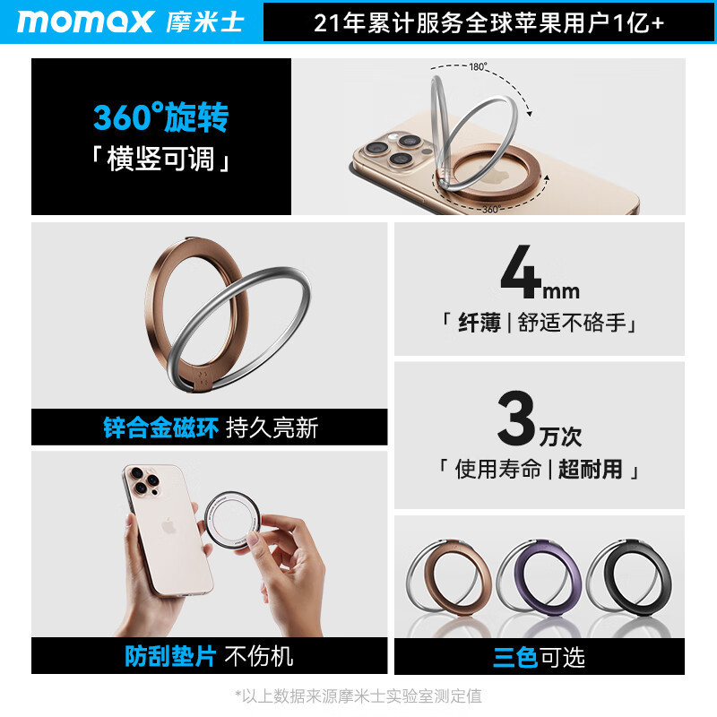 摩米士Momax HOOP磁吸指环支架 (黑色)KH19D高清大图
