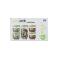 乐扣乐扣(locknlock)密封保鲜广口易取耐磨耐摔透明可视圆形密封罐厨房露营干货存储 无色5个INL301S5FU