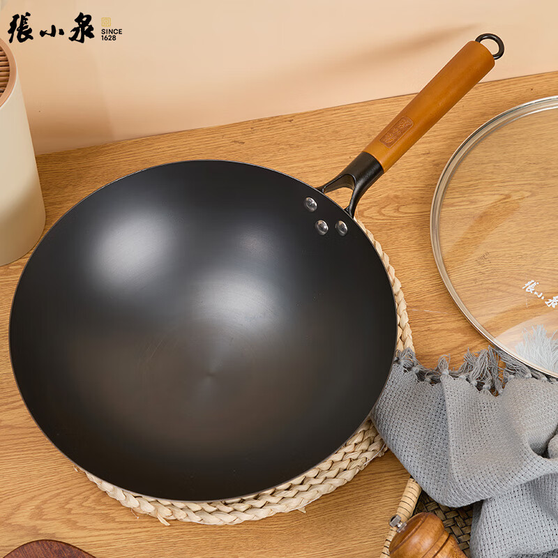张小泉 C32920200 家味圆底铁锅(带盖) 32cm高清大图