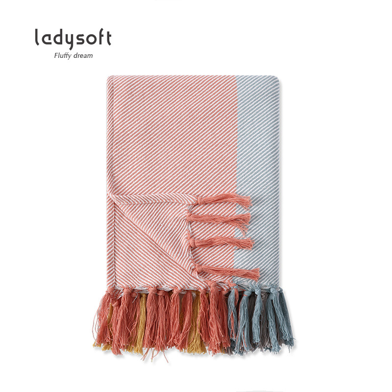 ladysoft御棉堂 夏季英卡混色棉毛毯全棉针织毛巾毯130*150cm午睡盖毯纯棉披肩床上用品