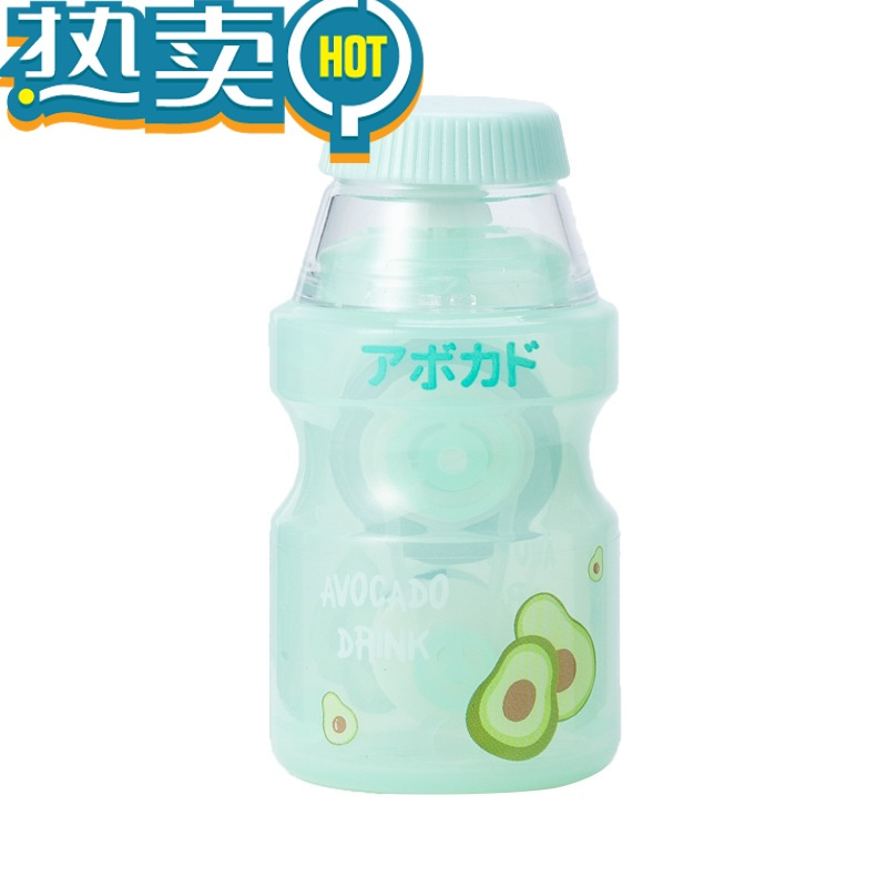 绿彩虹光可爱牛奶饮品修正带学生涂改带改正带卡通改错带便携迷你创意文具 [三个装]果物酱修正带