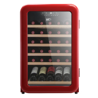 HCK哈士奇复古红酒柜恒温酒柜进口客厅冰吧小型茶叶保鲜冷藏49瓶
