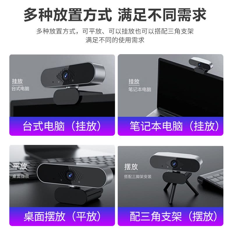 [补贴10%]新款4K高清电脑摄像头家用台式机上网课专用直播外置笔记本摄影头图片