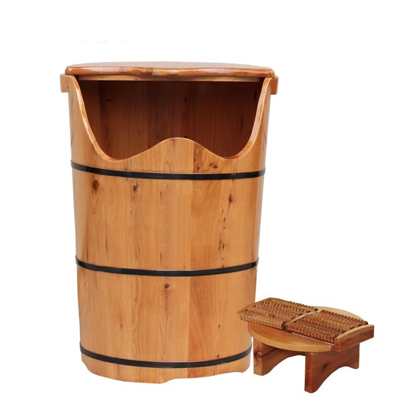 加高香柏木足浴桶泡脚木桶木足浴盆洗脚盆加热带盖蒸脚桶足浴桶熏蒸机