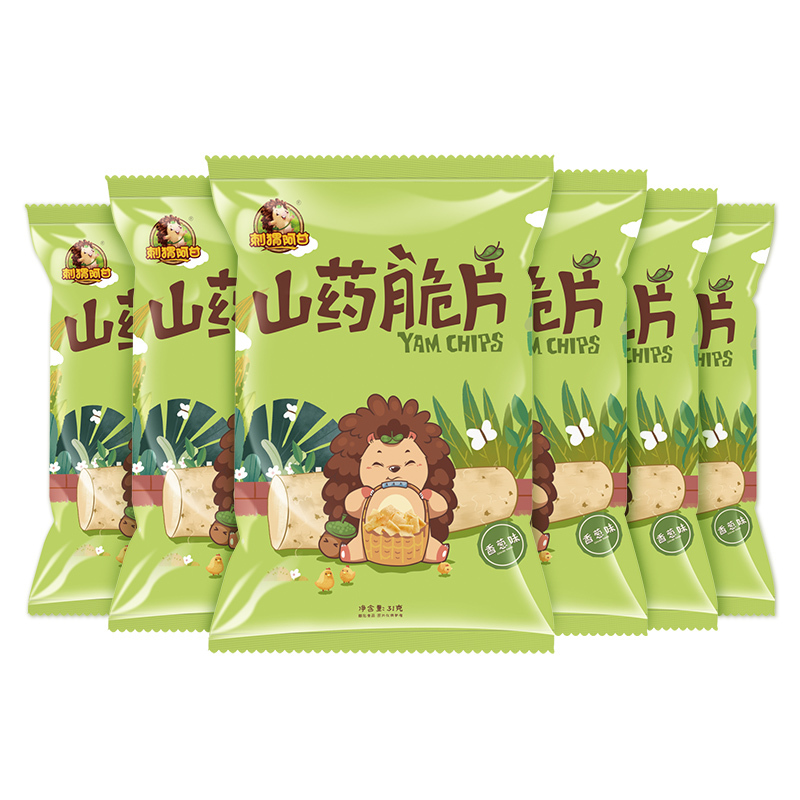 刺猬阿甘 山药脆片办公室休闲膨化零食脆薯片香葱味186g