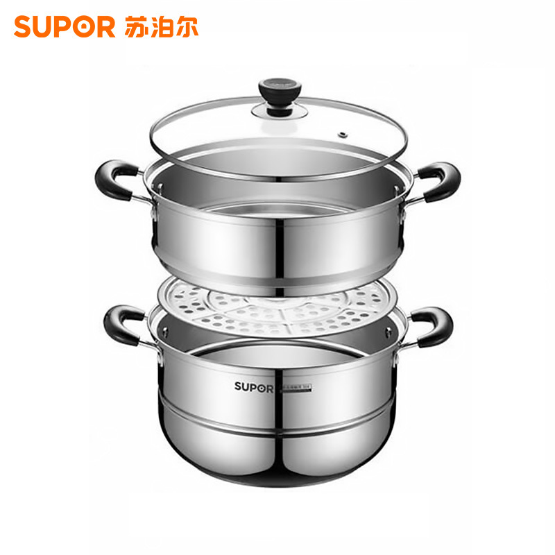 苏泊尔(SUPOR)蒸锅304不锈钢双层二层蒸笼汤锅加厚复底燃气电磁炉通用锅SZ28B46高清大图