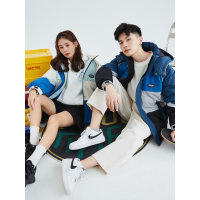 [2.5折价300元]唐狮冬季新款情侣羽绒服拼接保暖加厚连帽韩版潮冬季情侣装